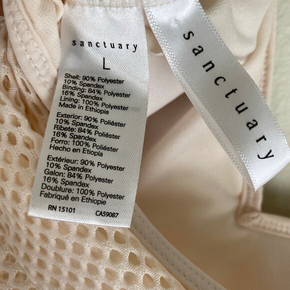 Sanctuary Mesh One Piece Swimsuit Size L Light Sand Ecru Scoop Neck Anthopologie - Picture 8 of 10